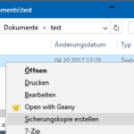 Rasches und bequemes Erstellen einer Sicherungskopie einer Datei aus deren Kontextmenü heraus.