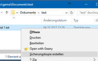 Rasches und bequemes Erstellen einer Sicherungskopie einer Datei aus deren Kontextmenü heraus.