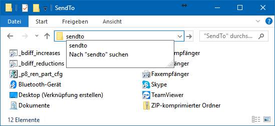 Windows Sendto-Menü schnell erreichen.